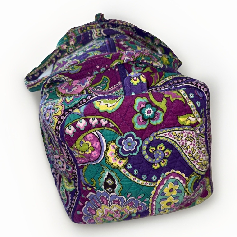 Vera Bradley Heather Large Duffel Bag Quilted Purple Travel CarryOn - Picture 4 of 8